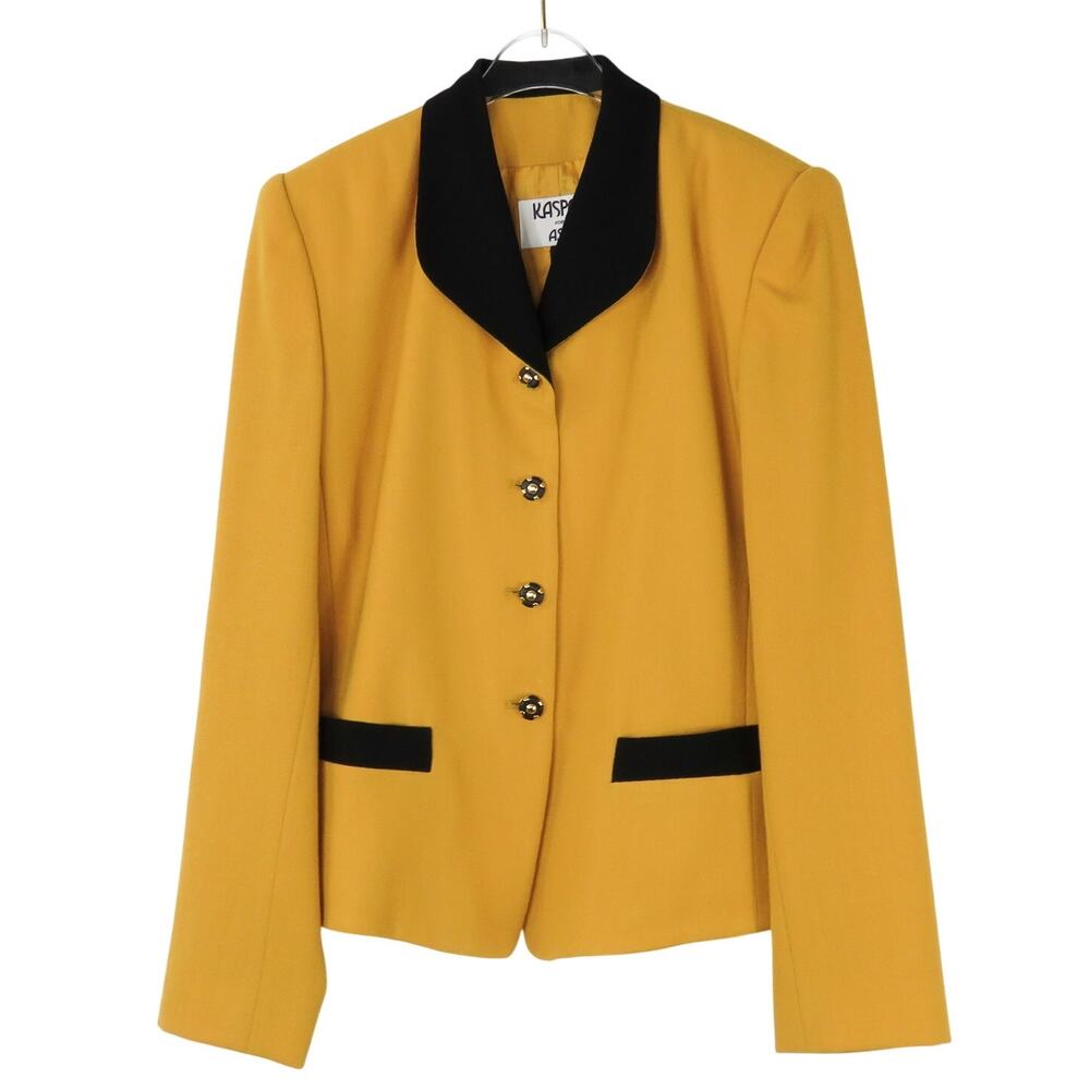 1990s Vintage Kasper for A.S.L Mustard Yellow Blazer Jacket Size 6 Small